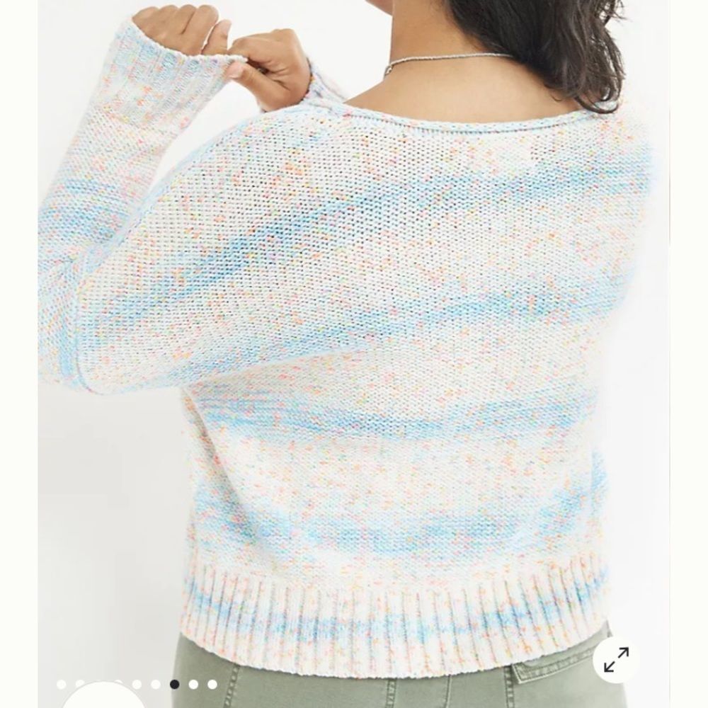 Anthropologie Palm Tree Boat Neck Sweater size S - Picture 4 of 16